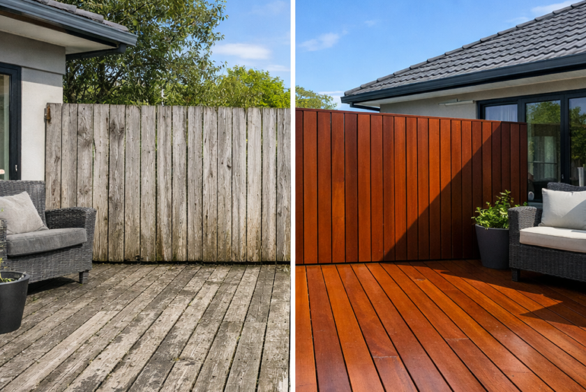 Fence painting services Auckland before after results