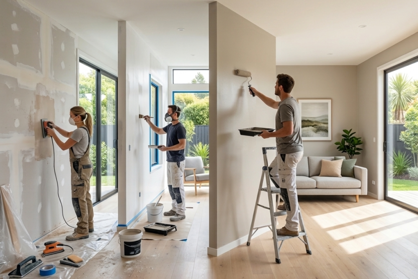 Professional interior painting process Auckland home by Premier Paint Works