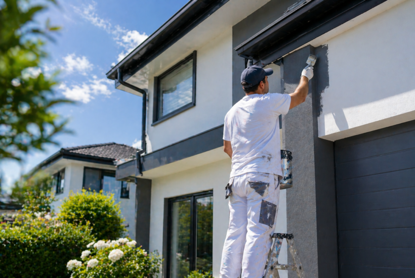 Best Painters in Glenfield working on house exterior