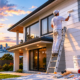 Exterior painters in Auckland painting a house exterior under changing weather conditions