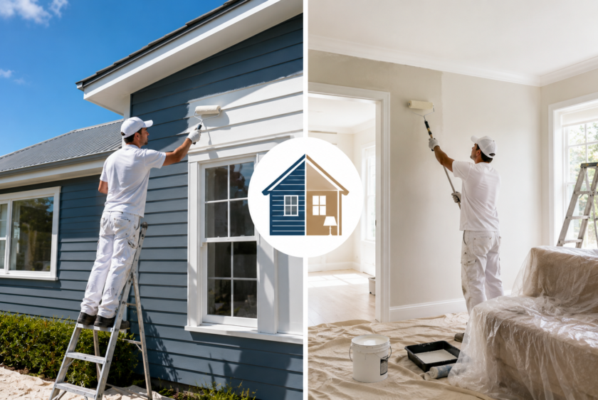 interior and exterior painting comparison