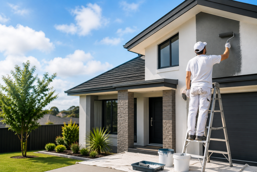 Professional Painters in West Auckland completing a residential house painting project by Premier Paint Works.