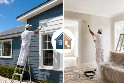 interior and exterior painting comparison